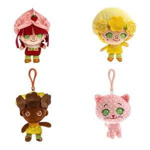 Strawberry Shortcake Doll Plush Bag Clip Bag Charms Complete Set of 4